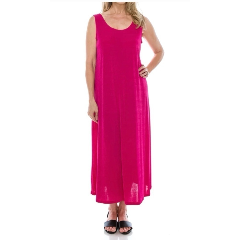 Barbie pink maxi tank dress One Size S M L XL stretch minimalist vintage resort - Picture 10 of 10